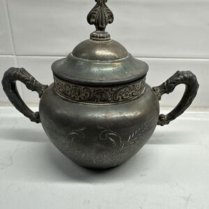 Vintage Royal Mfg Co Triple Plated Antique sugar pot. elegant art deco ornate
